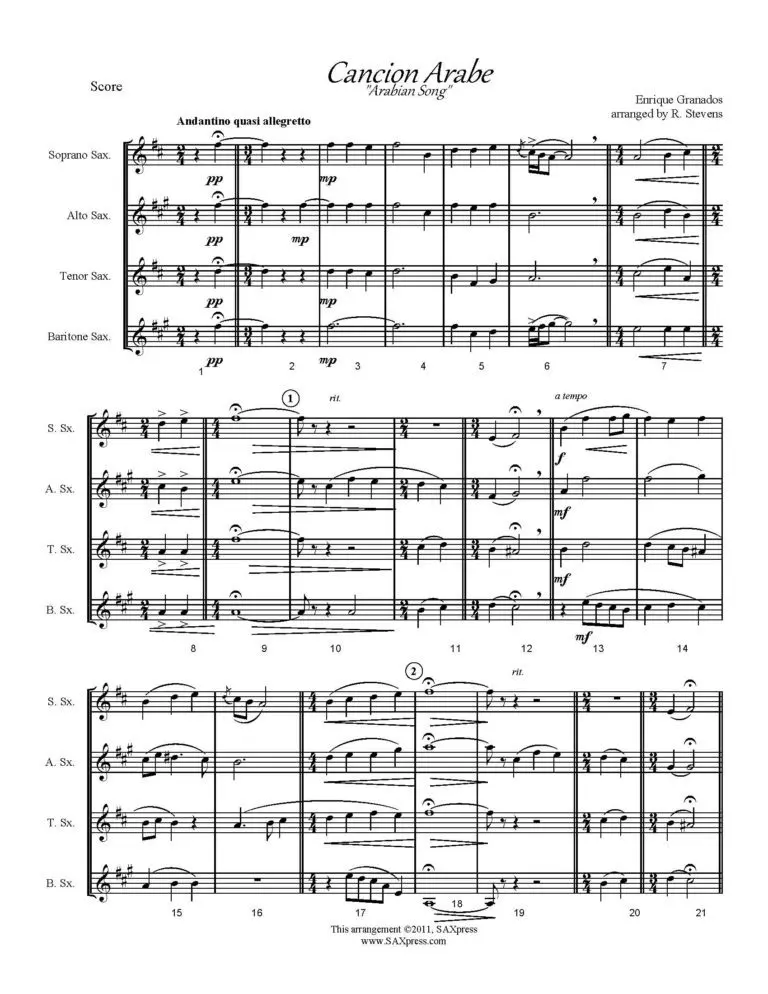 p-18-Granados-Cancion-Arabe-Score-Sample_Page_1.jpg SATB Sax Quartet | Cancion Arabe by Granados