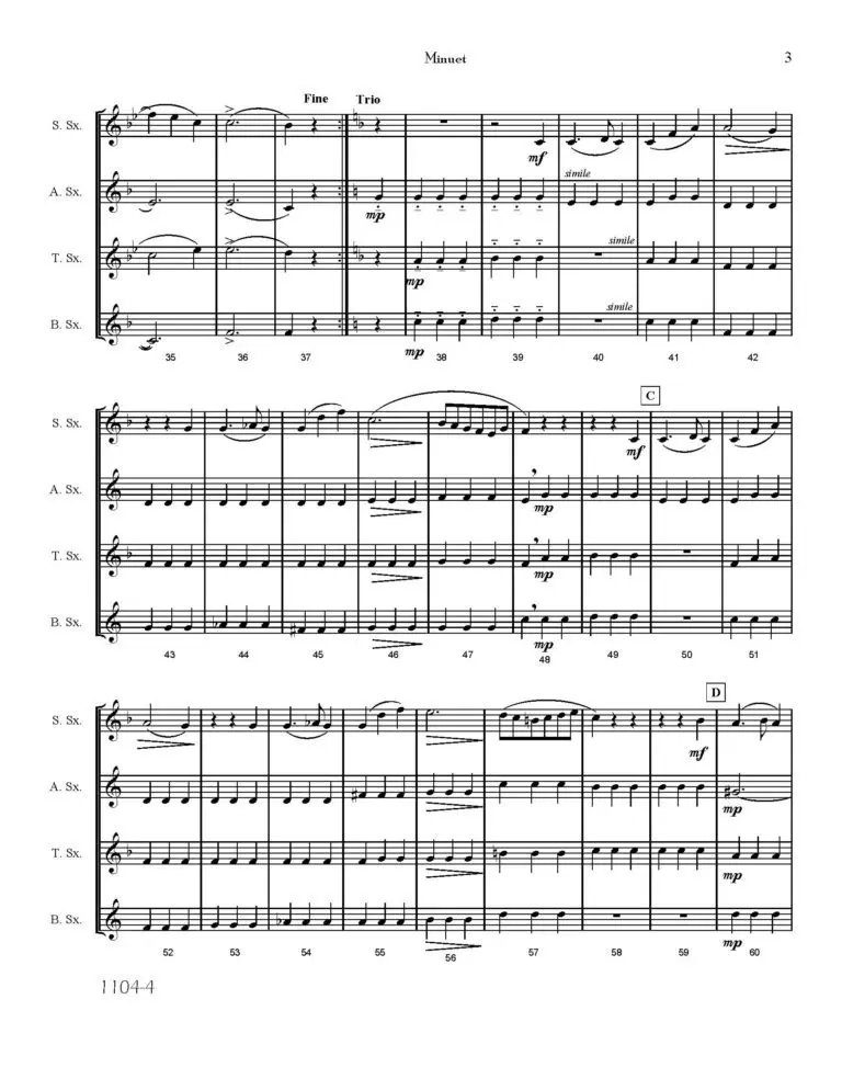 p-35-Schubert-Minuet-D334-Score-Page-3.jpg SATB Sax Quartet | Minuet D.334 by Schubert