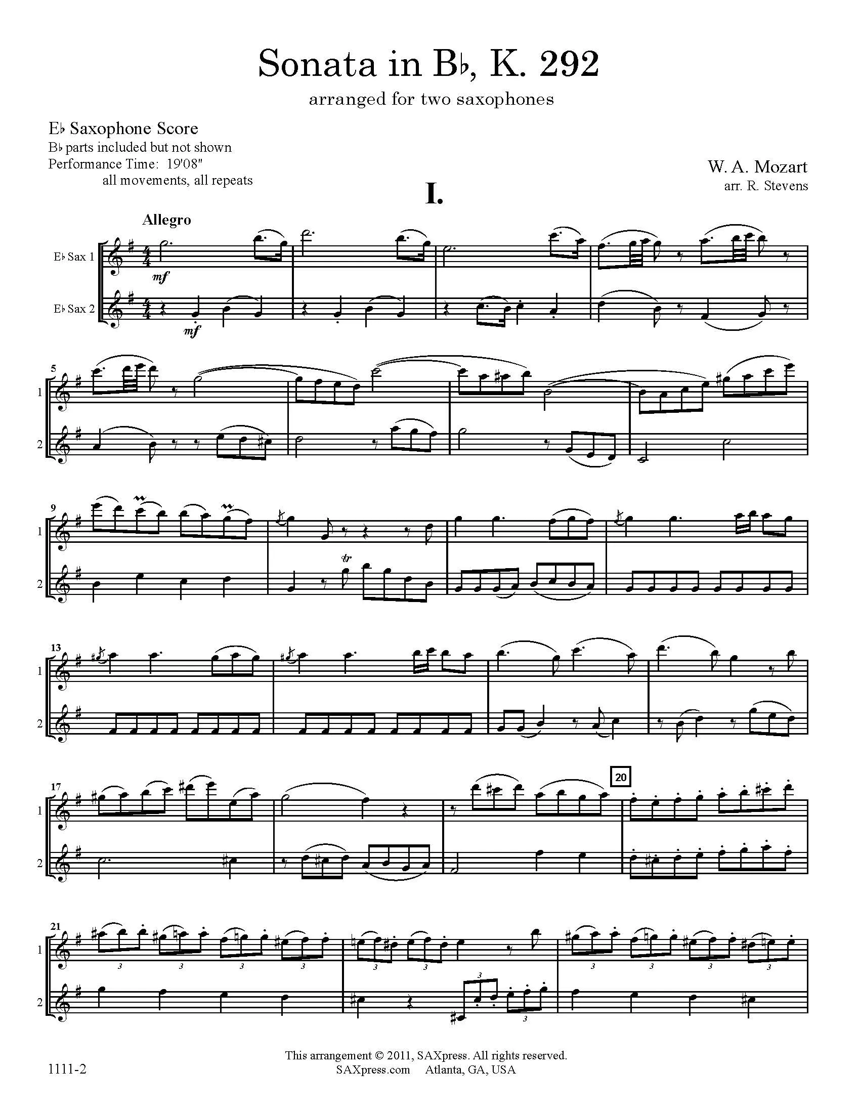 Sonata in B Flat, K292 - Image 2