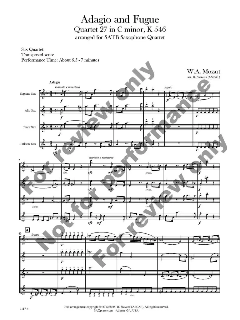 1117-4 MOZART - Adagio and Fugue 05 Adagio and Fugue in C minor, K546