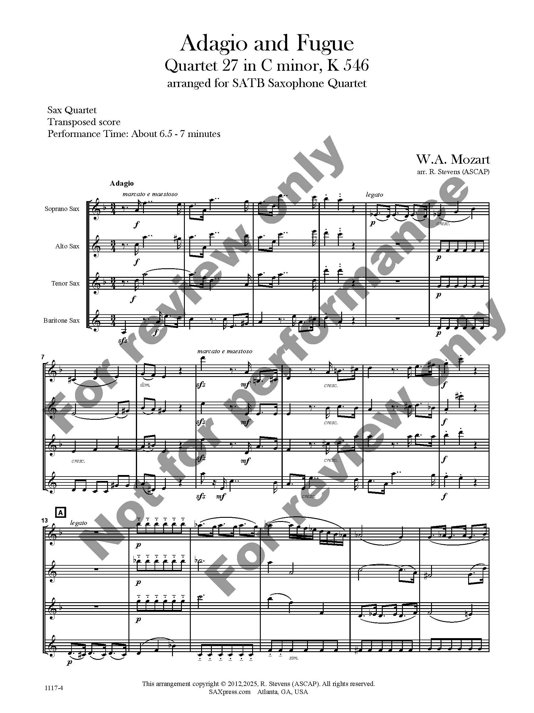 Adagio and Fugue in C minor, K546 - Image 2