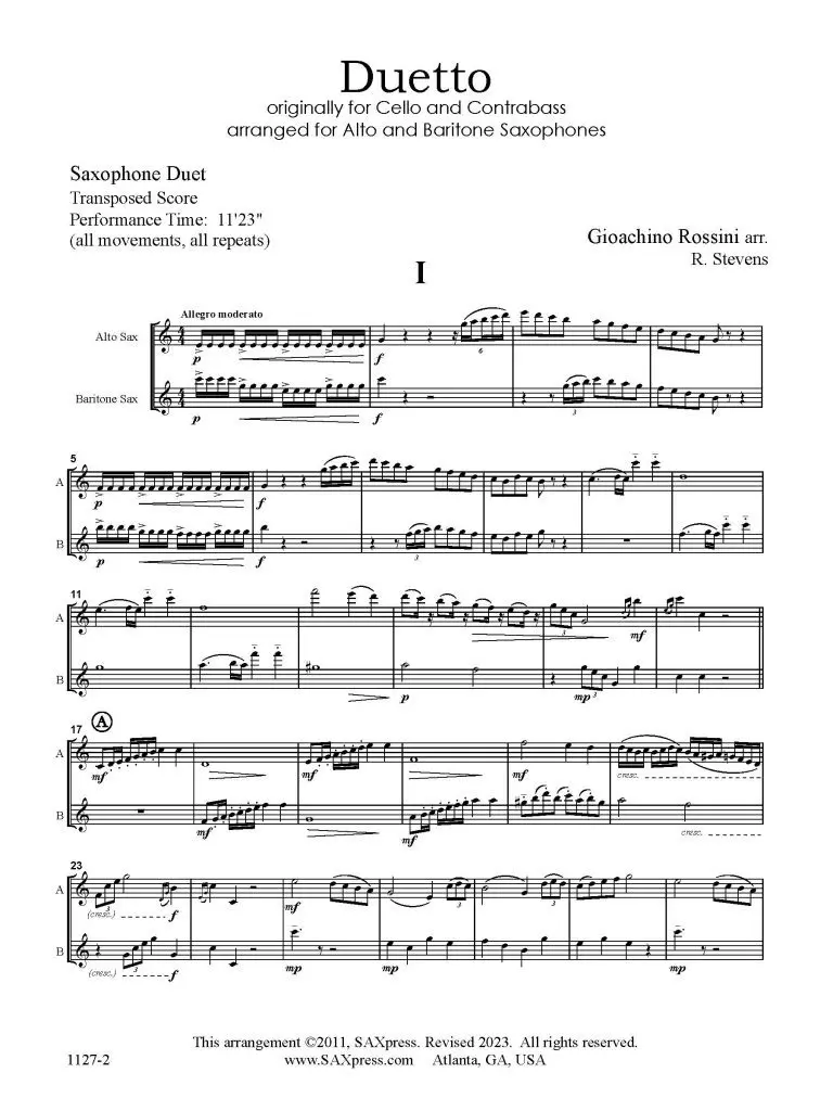 Duetto for Alto and Baritone Saxophone