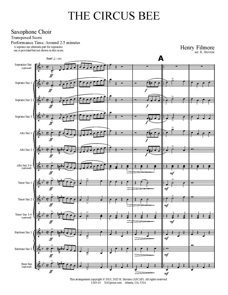 The Circus Bee - Saxophone Choir