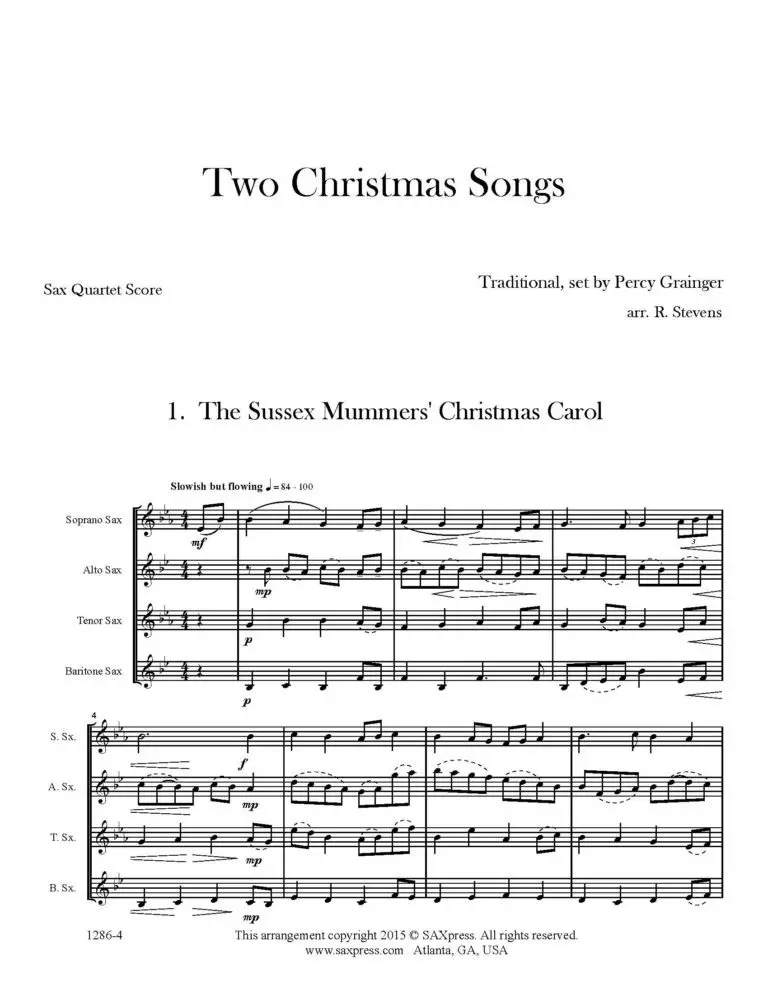 grainger-two-christmas-songs-00-score_page_1 Two Christmas Songs
