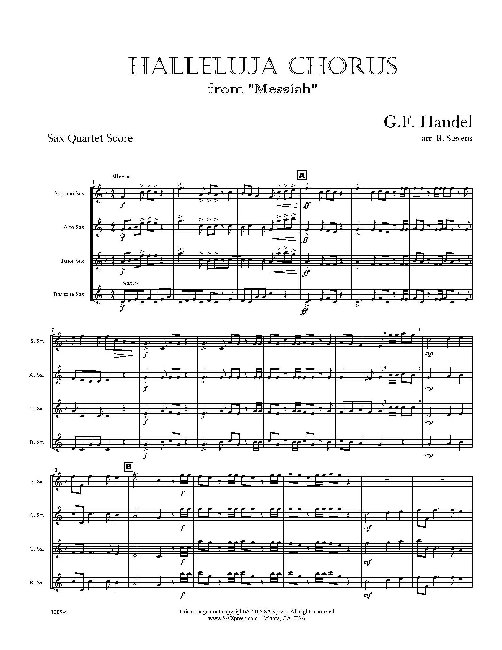 Halleluja Chorus Saxophone Quartet - Image 2