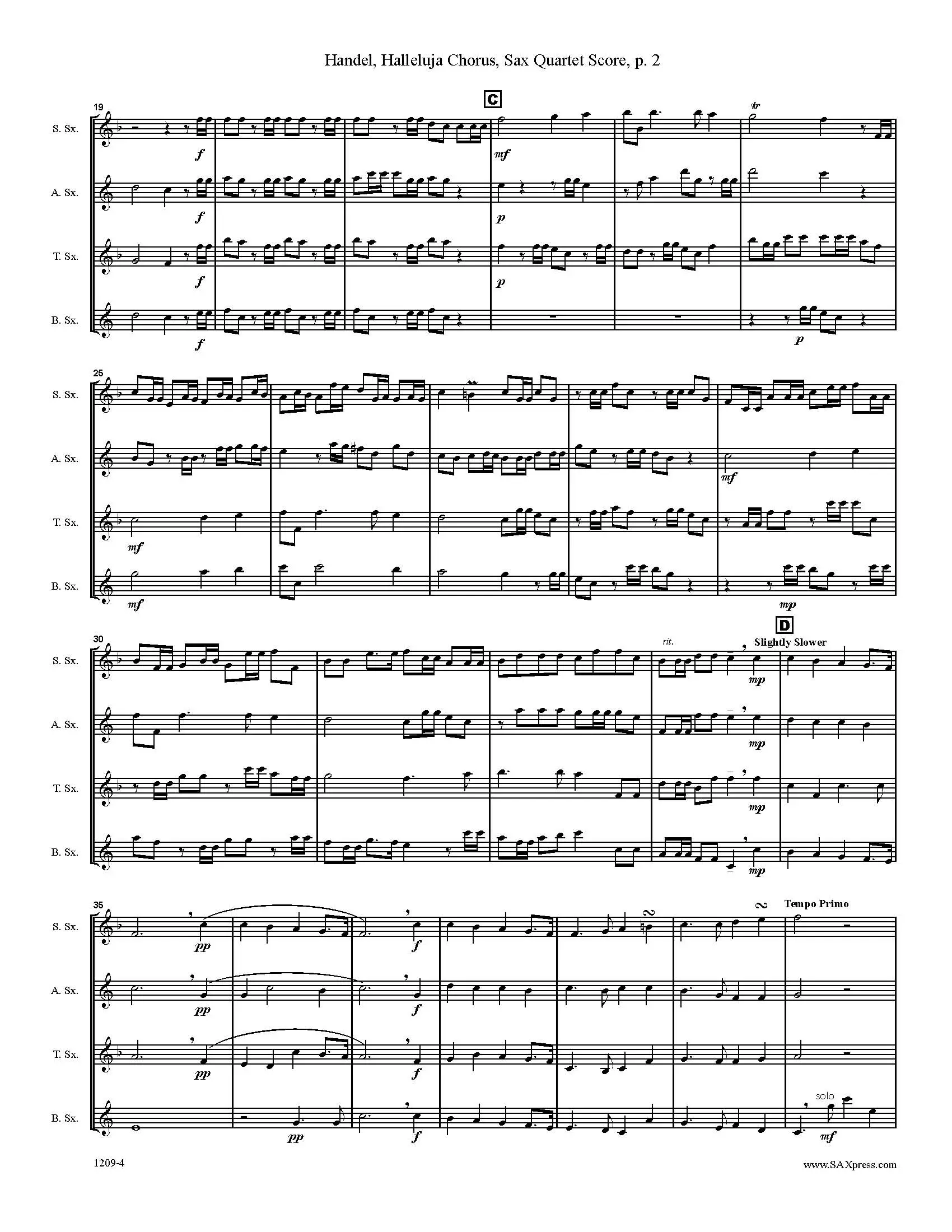 Halleluja Chorus Saxophone Quartet - Image 3