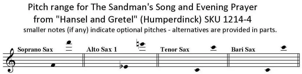 Sandman's Song and Evening Prayer by Humperdinck SATB Sax Quartet