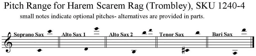 Harem Scarem Rag by Lem Trombley for S/AATB Saxophone Quartet