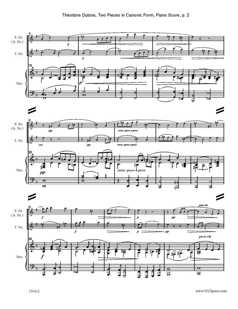 Sample score image 1316-2 Dubois Two Pieces in Canonic Form_Page_2 Two Pieces in Canonic Form | Theodore Dubois