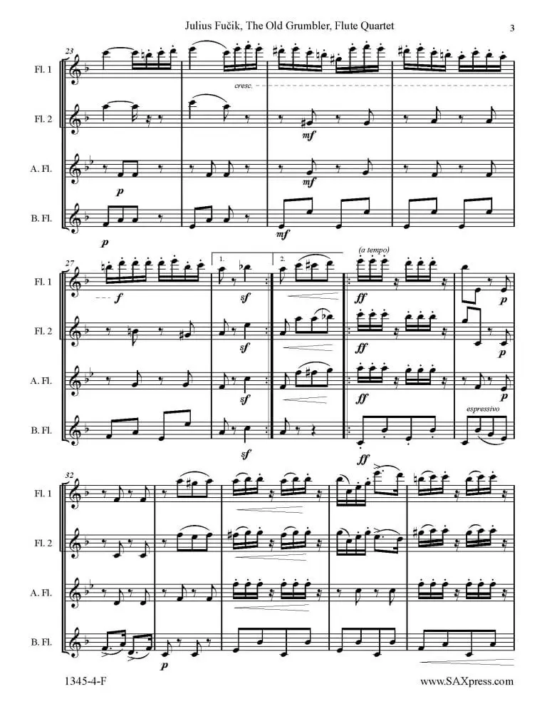 SAMPLE1345-4-F FUCIK The old grumbler Flute Quartet Score_Page_05 The Old Grumbler | Flute Quartet
