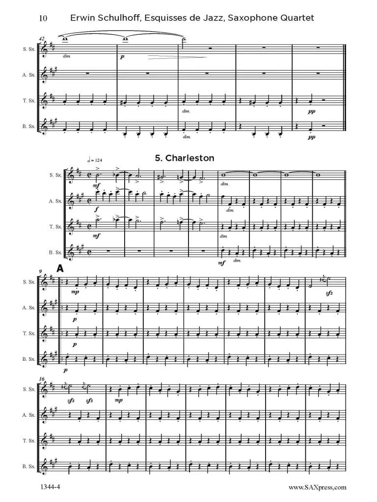 1344-4 Schulhoff Six Jazz Scenes_Page_13 Esquisses de Jazz | Sax Quartet