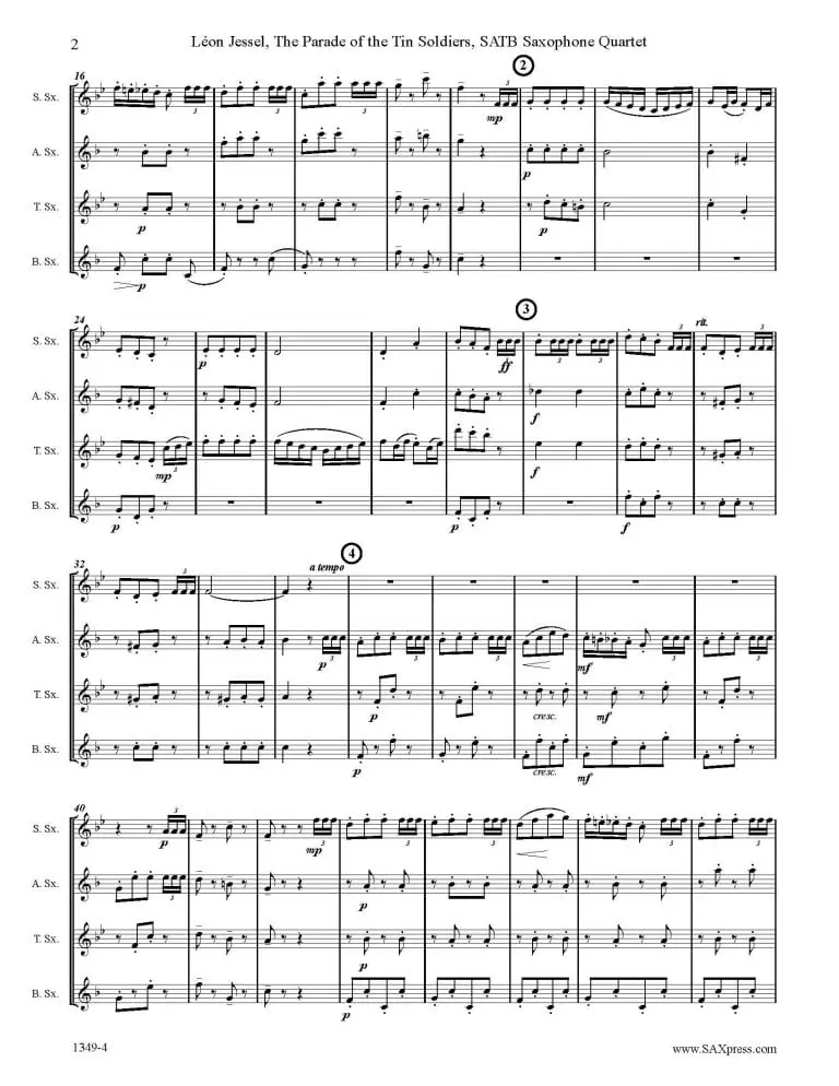 1349-4 JESSEL The Parade of the Tin Soldiers Sax Quartet -00- SCORE_Page_2 The Parade of the Tin Soldiers
