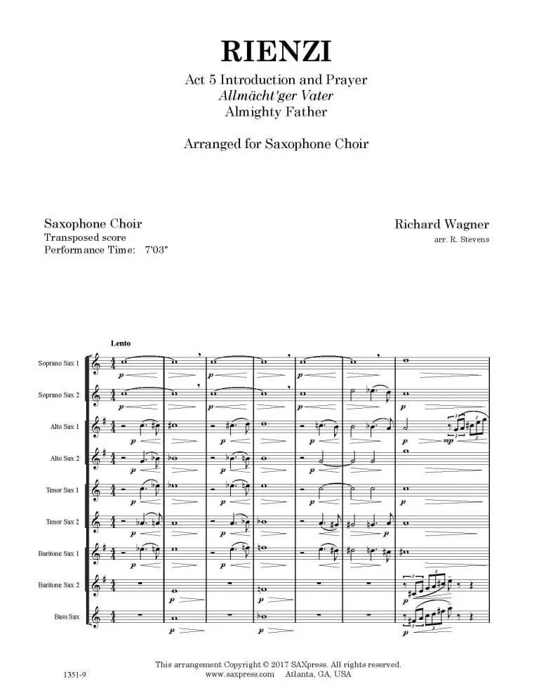 1351-9 WAGNER Rienzi Act 5 Introduction Sax Choir_Page_03 Introduction and Prayer from Rienzi