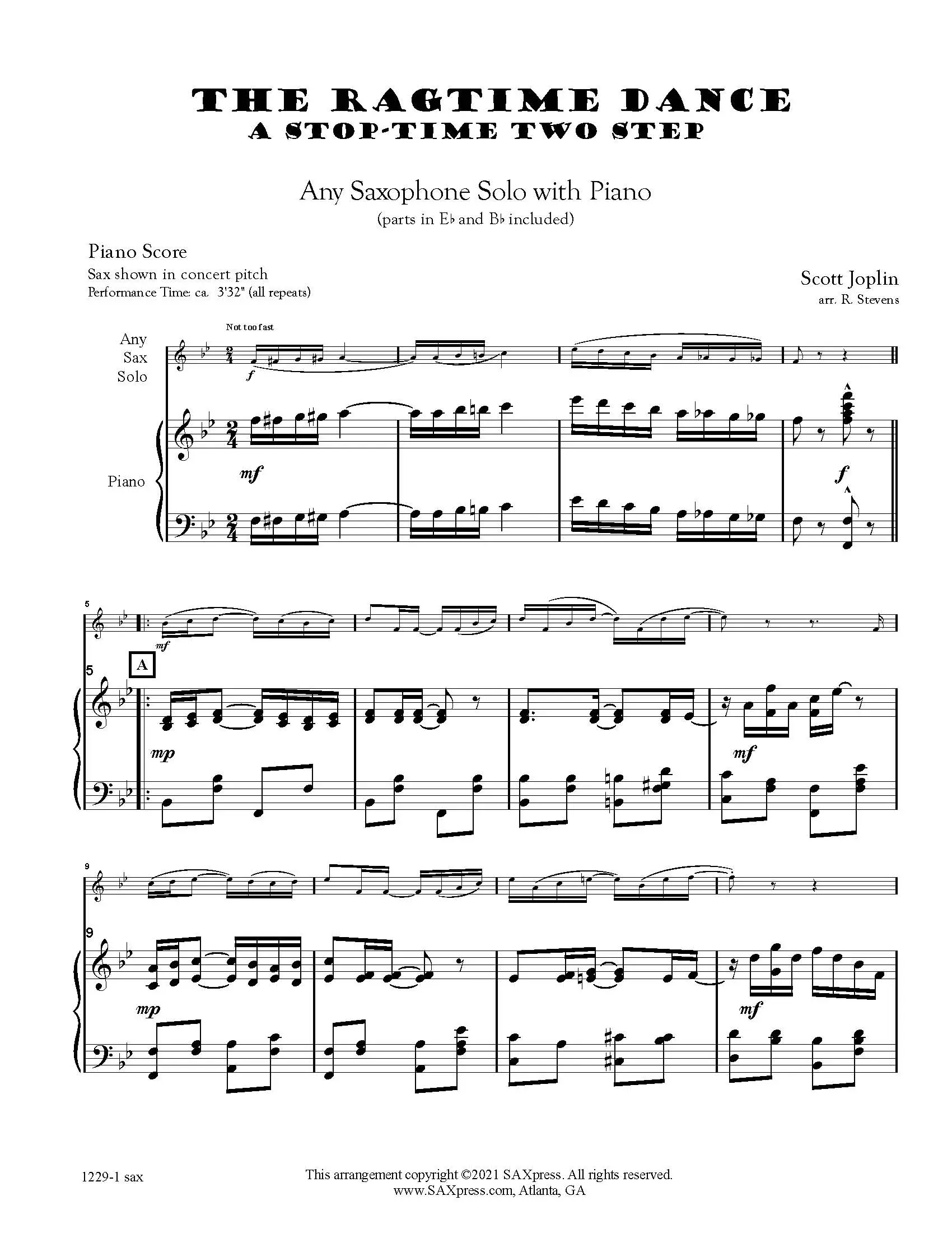 The Ragtime Dance | Saxophone Solo - Image 2