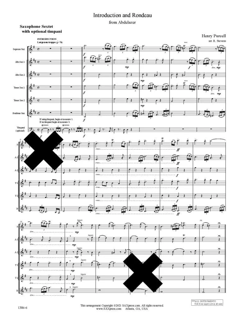 1386-6 PURCELL Abdelazar Introduction and Rondeau 00 SCORE Sax Sextet_Page_1 Introduction and Rondeau from Abdelazer | Purcell | Sax Sextet