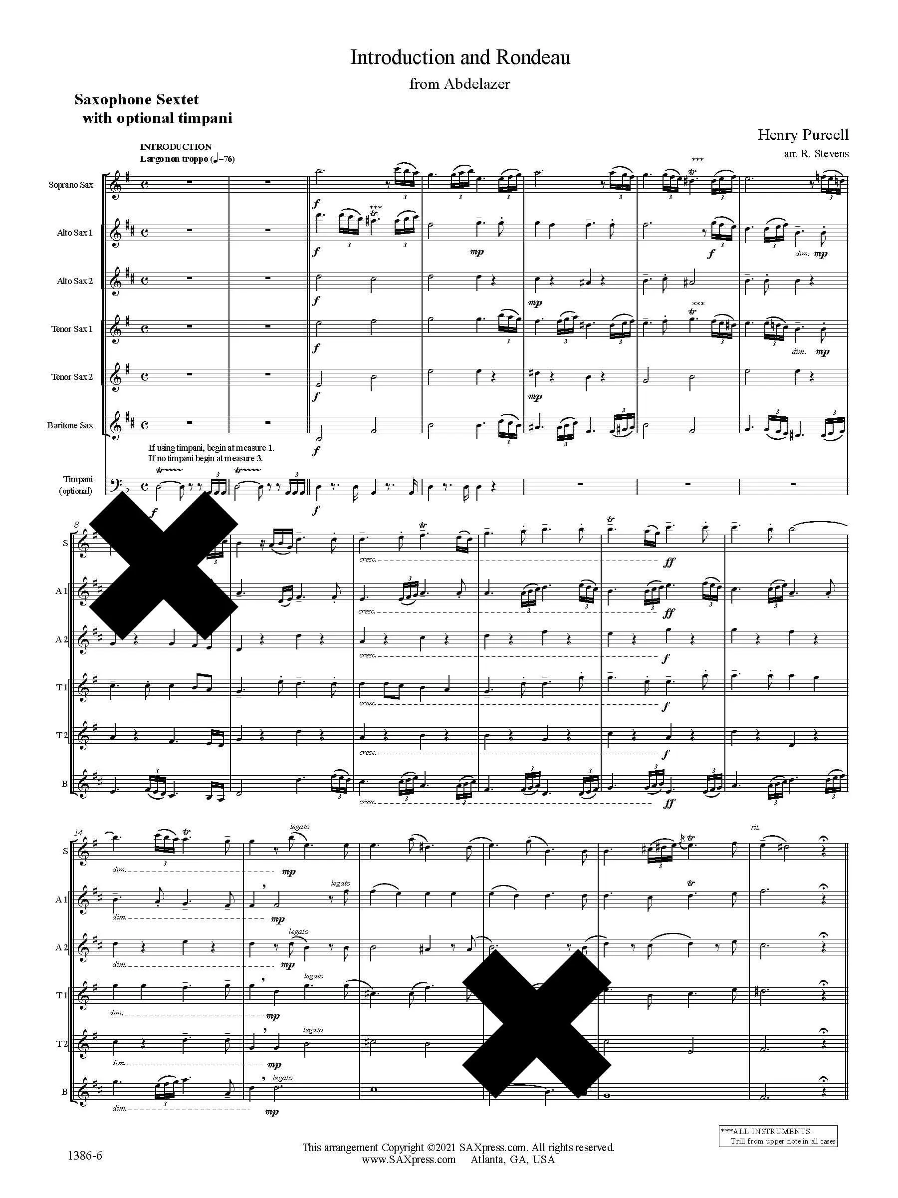 Introduction and Rondeau from Abdelazer | Purcell | Sax Sextet - Image 2