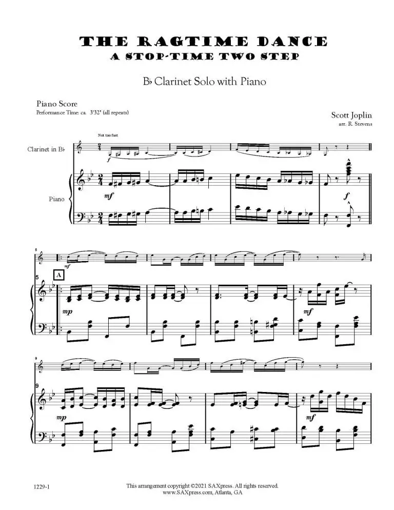 The Ragtime Dance CLARINET SOLO with piano_Page_03 The Ragtime Dance | Clarinet Solo
