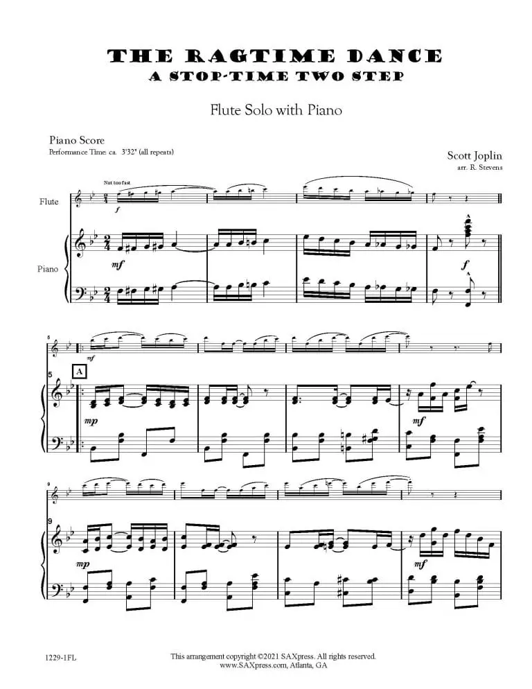 The Ragtime Dance Flute SOLO with piano - 00 Piano Score_Page_03 The Ragtime Dance | Flute Solo