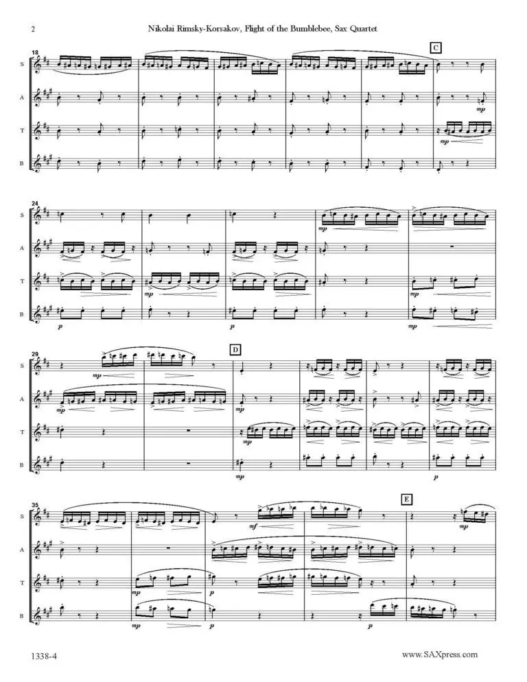SAMPLE 1338-4 RIMSKY KORSAKOV Flight of the Bumblebee SAX QUARTET -00- SCORE_Page_06 Flight of the Bumblebee | Sax Quartet