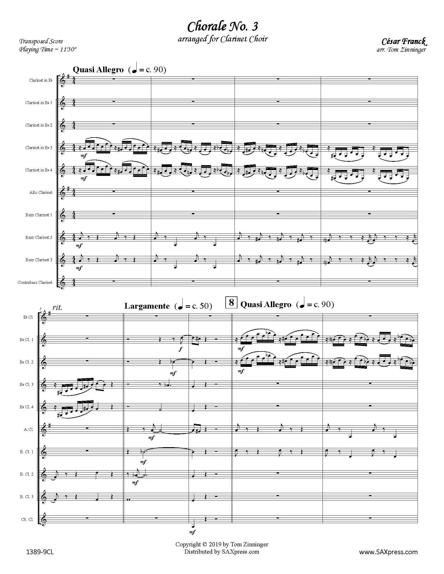 Chorale No. 3 | César Franck | Clarinet Choir - Image 3