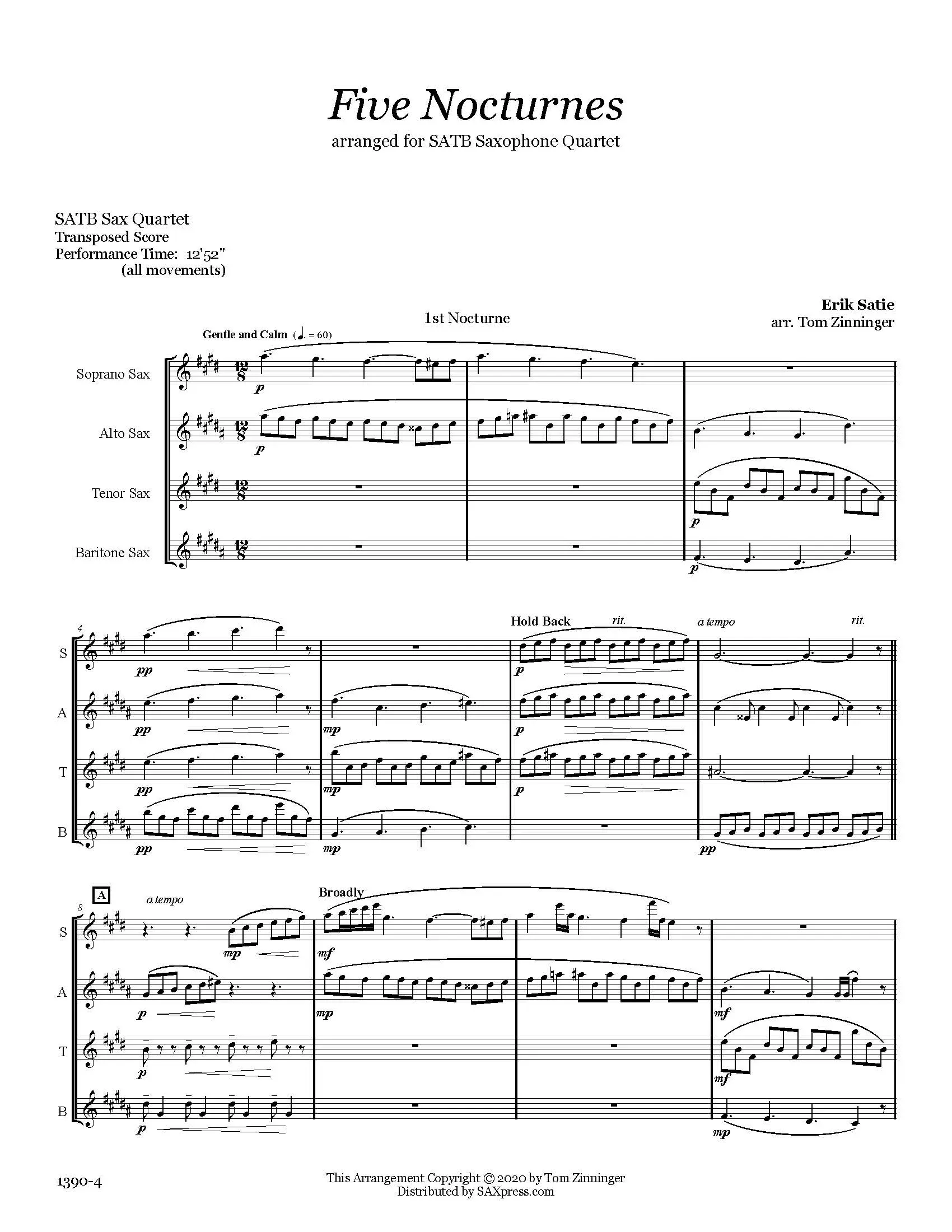 Five Nocturnes | SATB Sax Quartet - Image 2