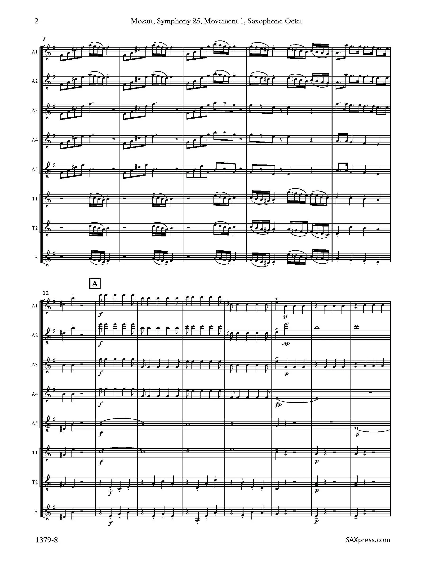 Symphony 25, K183 | Allegro con brio | Mozart | Sax Octet - Image 3