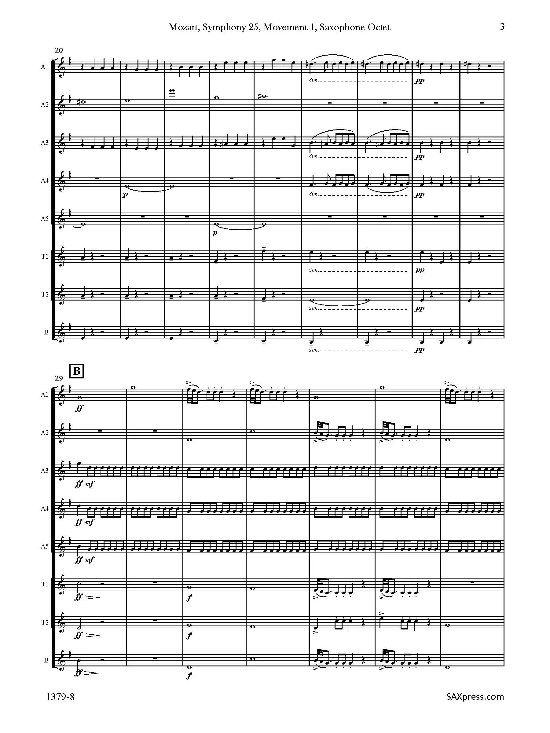 Symphony 25, K183 | Allegro con brio | Mozart | Sax Octet - Image 4