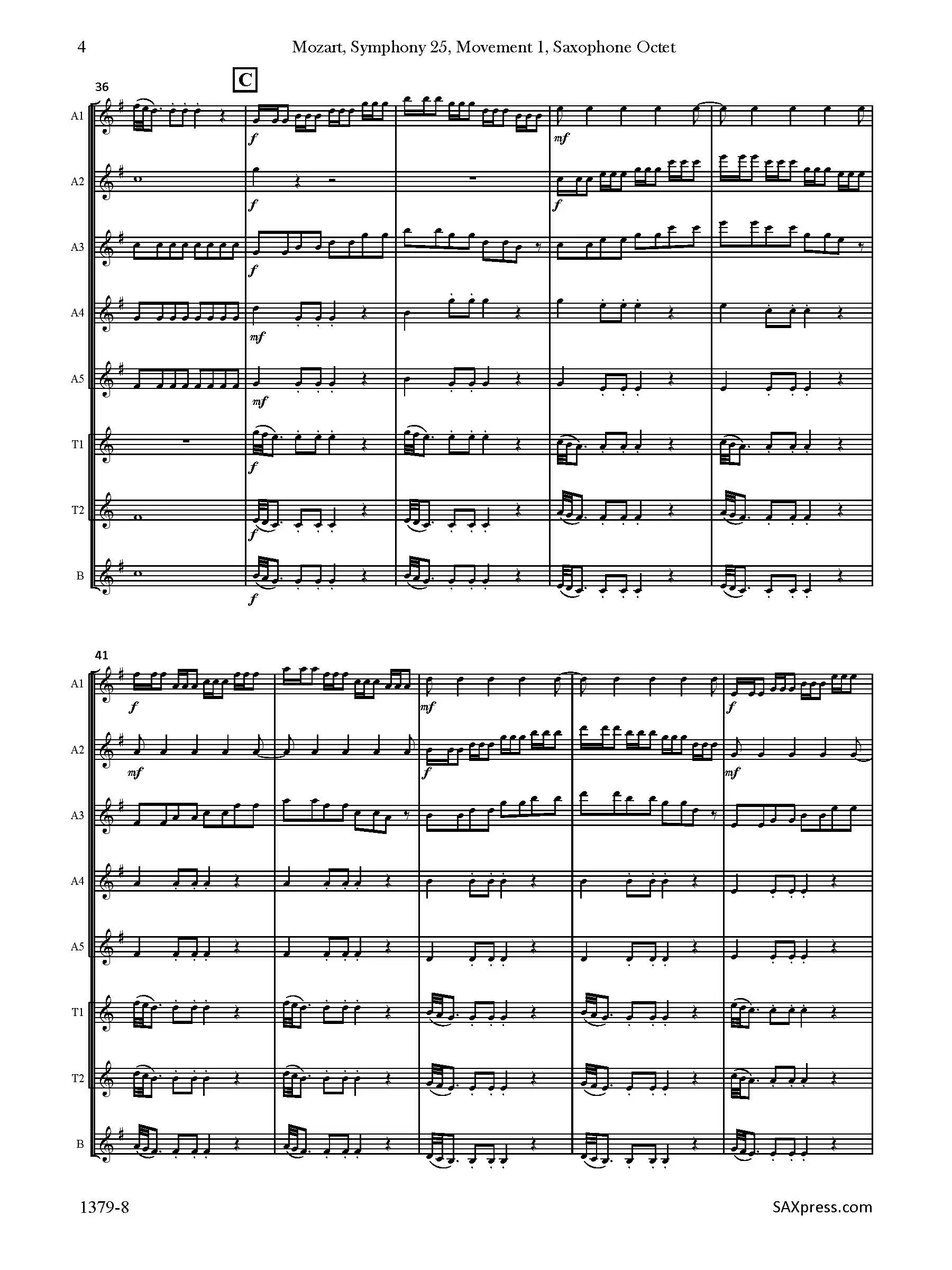 Symphony 25, K183 | Allegro con brio | Mozart | Sax Octet - Image 5