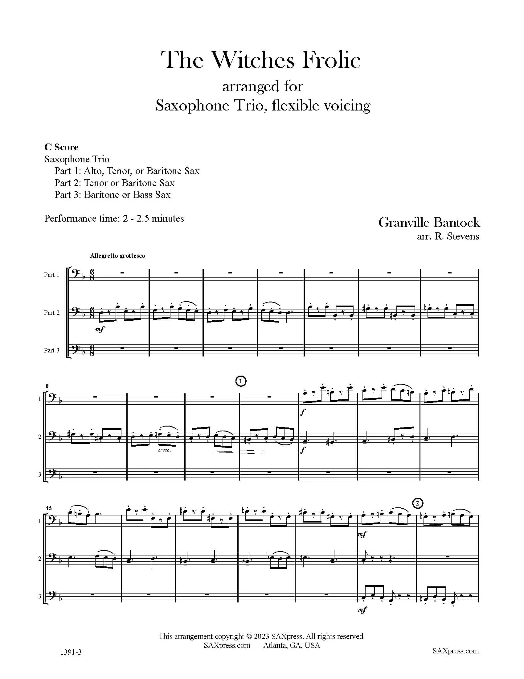 The Witches Frolic | Bantock | Sax Trio, Flexible Scoring - Image 2