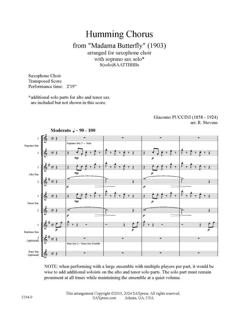 Humming Chorus from Madama Butterfly