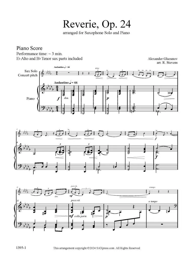 1395-1 GLAZUNOV Reverie -00- Piano score w sax_Page_05 Reverie, Op. 24