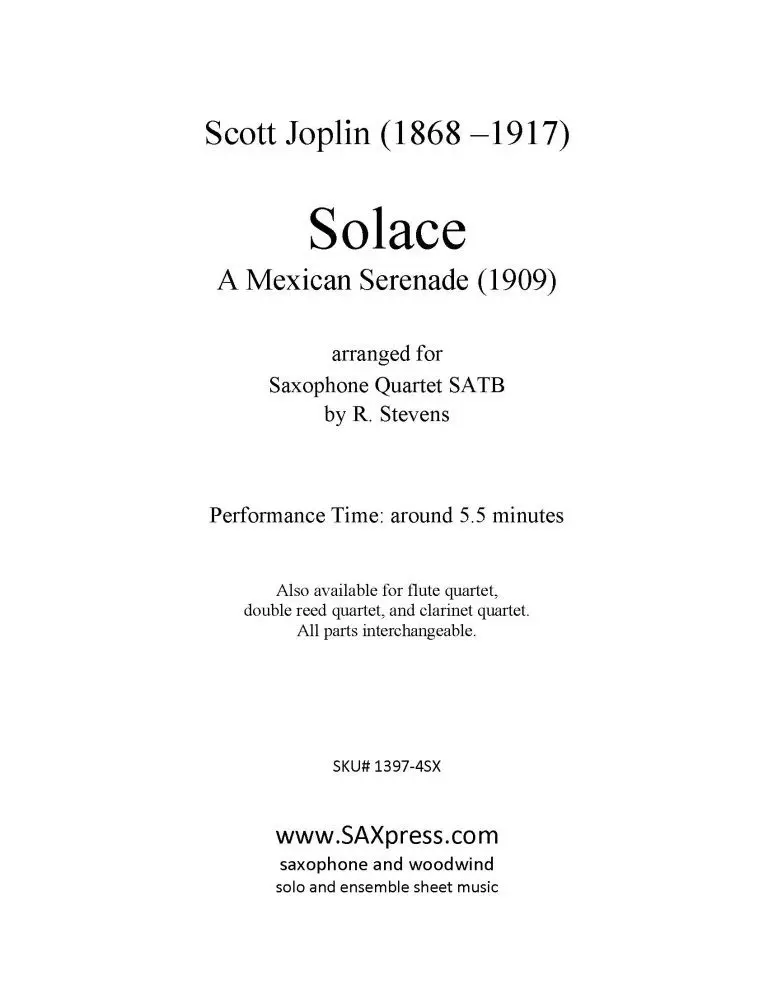 Solace - A Mexican Serenade - Saxophone Quartet