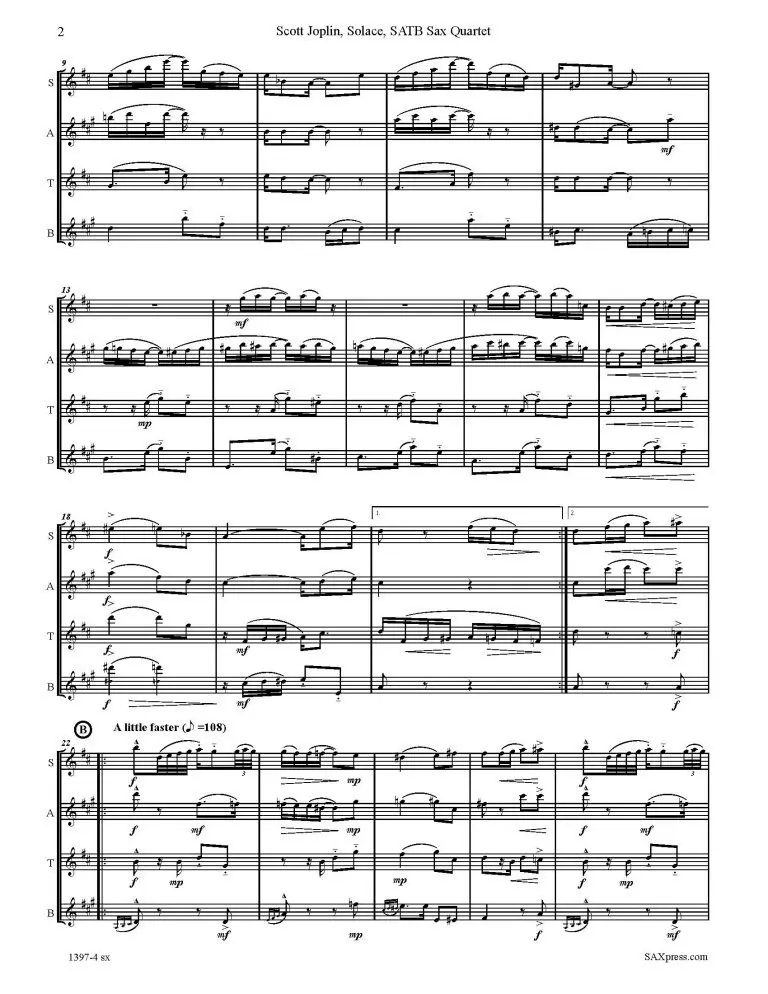 Solace - A Mexican Serenade - Saxophone Quartet