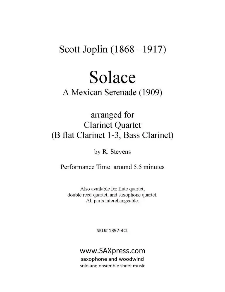 1397-4CL JOPLIN Solace_Page_03 Solace - A Mexican Serenade - Clarinet Quartet