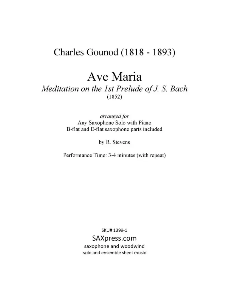1399-1 Bach-Gounod Ave Maria SCORE SAMPLE 1 Ave Maria - Bach/Gounod