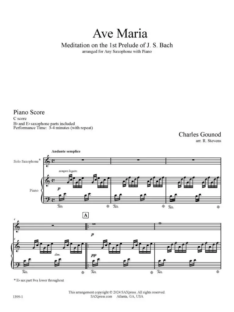 1399-1 Bach-Gounod Ave Maria SCORE SAMPLE 2 Ave Maria - Bach/Gounod
