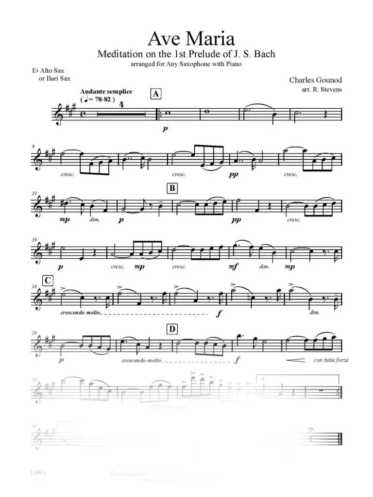 SAMPLE Alto or Bari Sax Solo part 1399-1-GOUNOD-Ave-Maria Ave Maria - Bach/Gounod