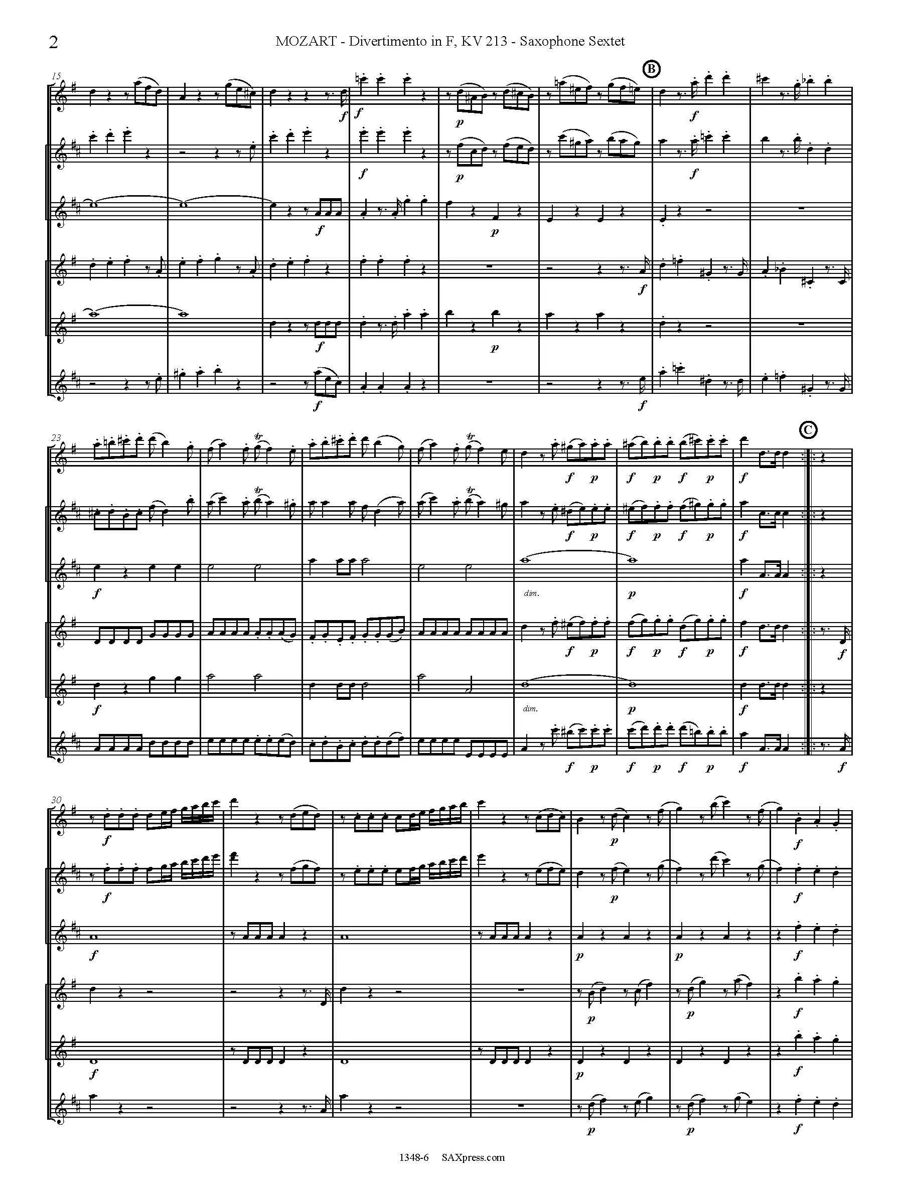 Divertimento in F major, K 213 | Mozart | Sax Sextet - Image 3