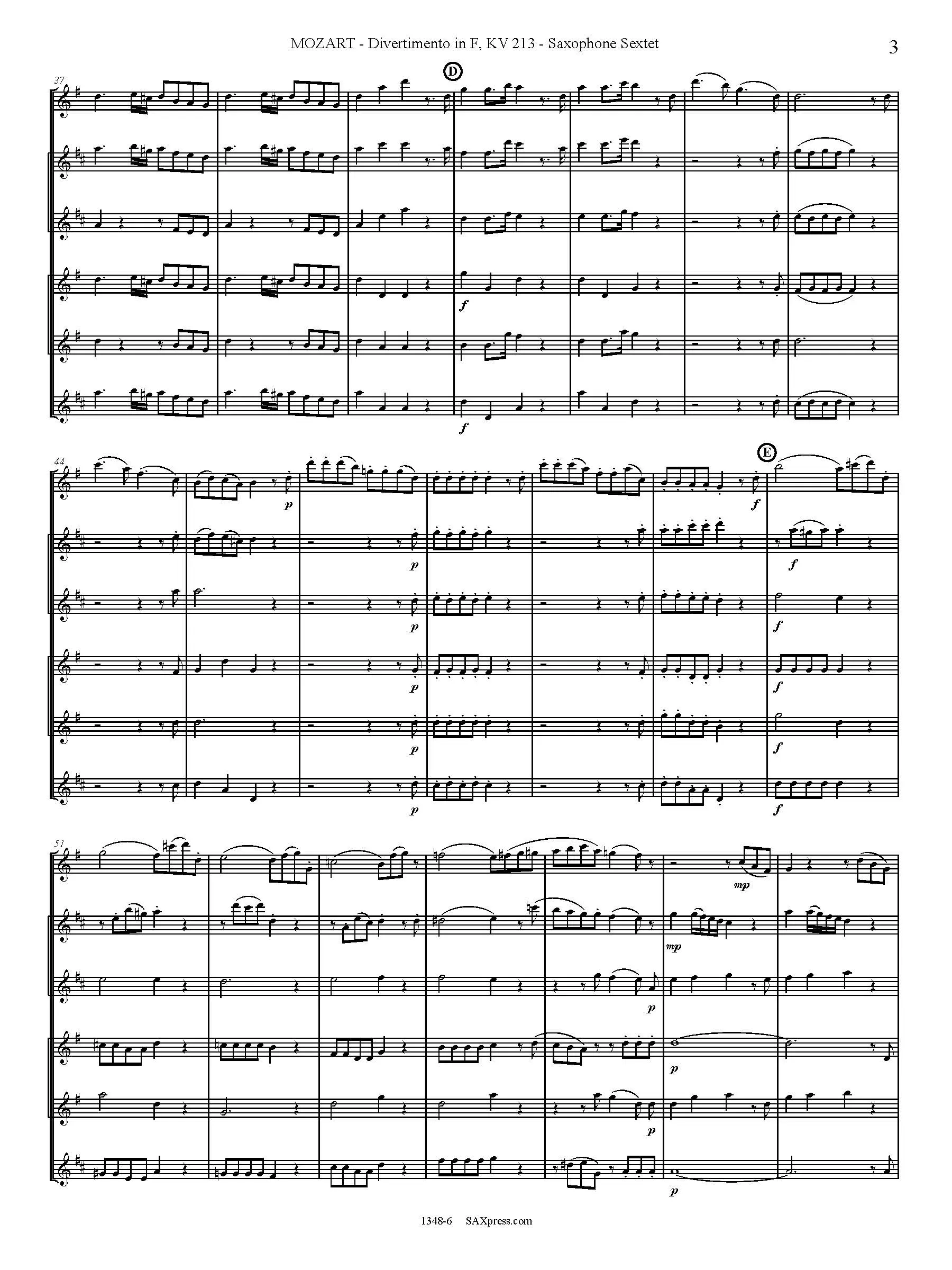 Divertimento in F major, K 213 | Mozart | Sax Sextet - Image 4
