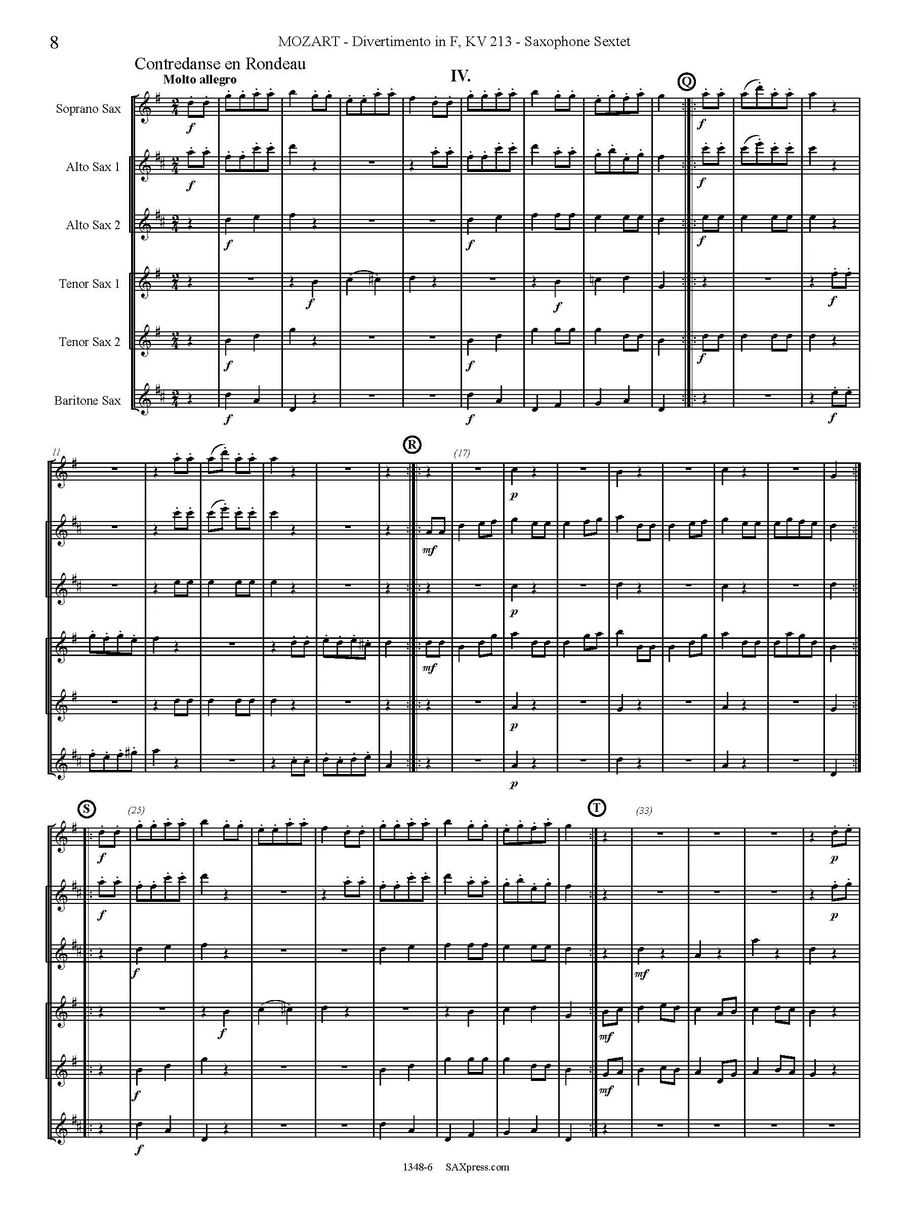 Divertimento in F major, K 213 | Mozart | Sax Sextet - Image 7