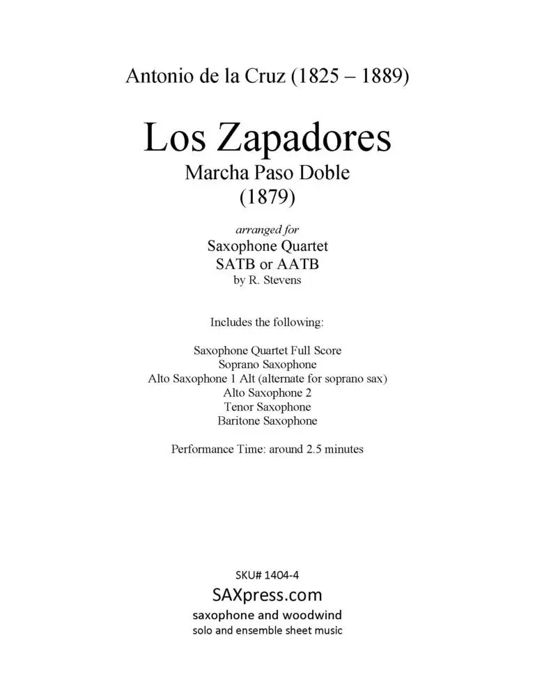 1404-4 - de la CRUZ - Los Zapadores Paso Doble - 00 - SCORE - sax quartet_Page_03 Los Zapadores | Marcha Paso Doble | Saxophone Quartet