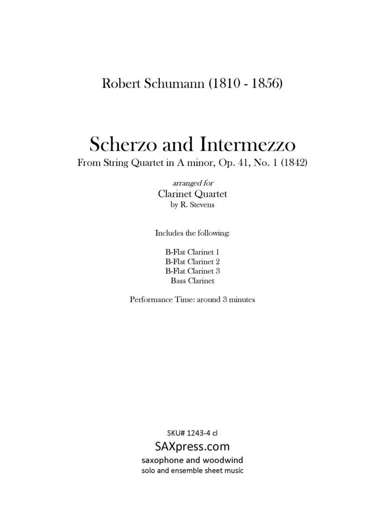 1243-4cl SCHUMANN R - Scherzo and Intermezzo - CLAR QUARTET_Page_03 Scherzo and Intermezzo | Clarinet Quartet