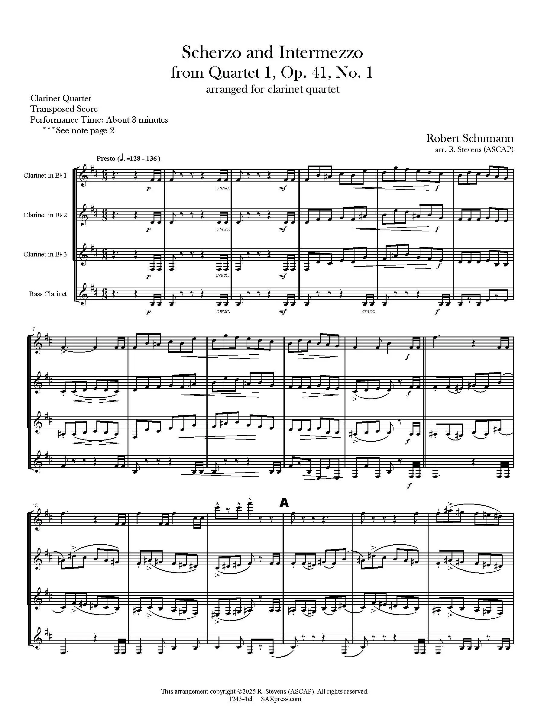 Scherzo and Intermezzo | Clarinet Quartet - Image 3