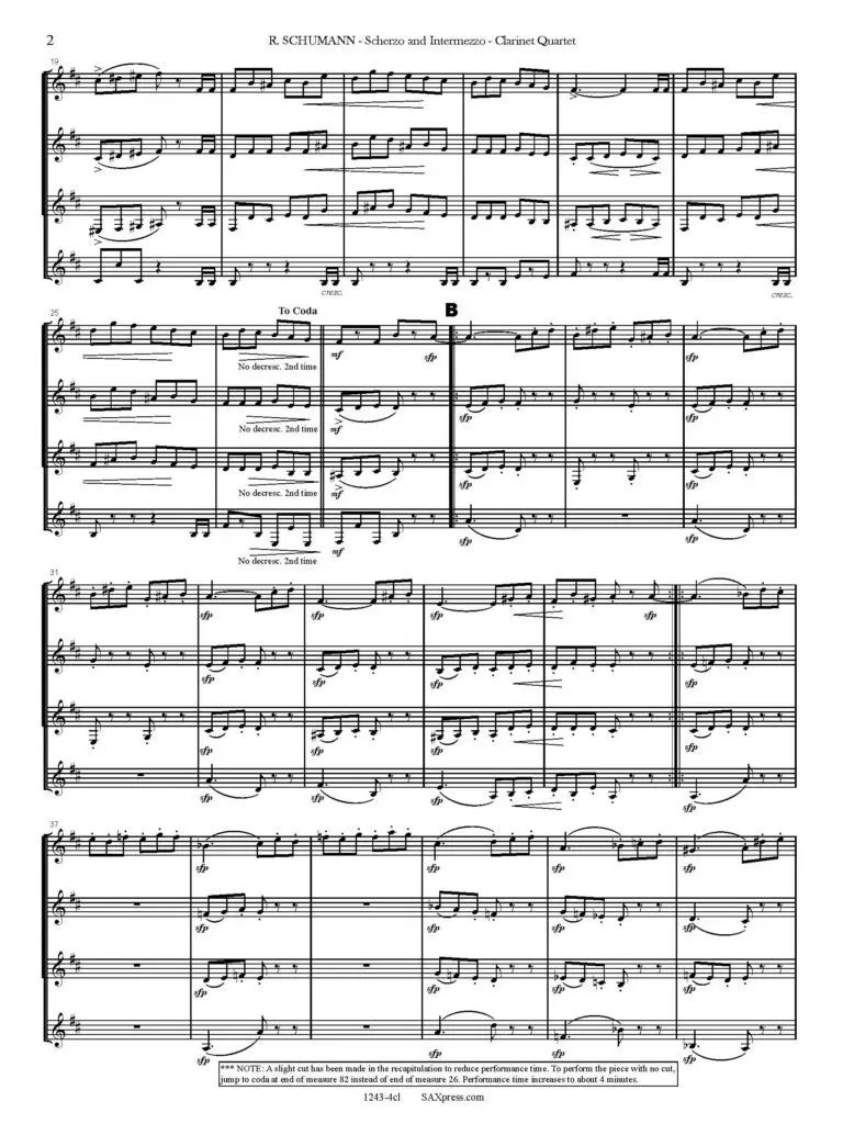 1243-4cl SCHUMANN R - Scherzo and Intermezzo - CLAR QUARTET_Page_06 Scherzo and Intermezzo | Clarinet Quartet