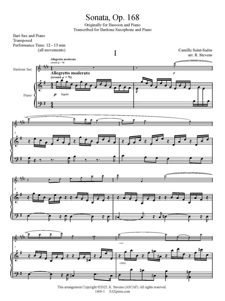 1409-1 SAINT-SAENS - Sonata Op 168 sample_Page_01 Sonata, Op. 168