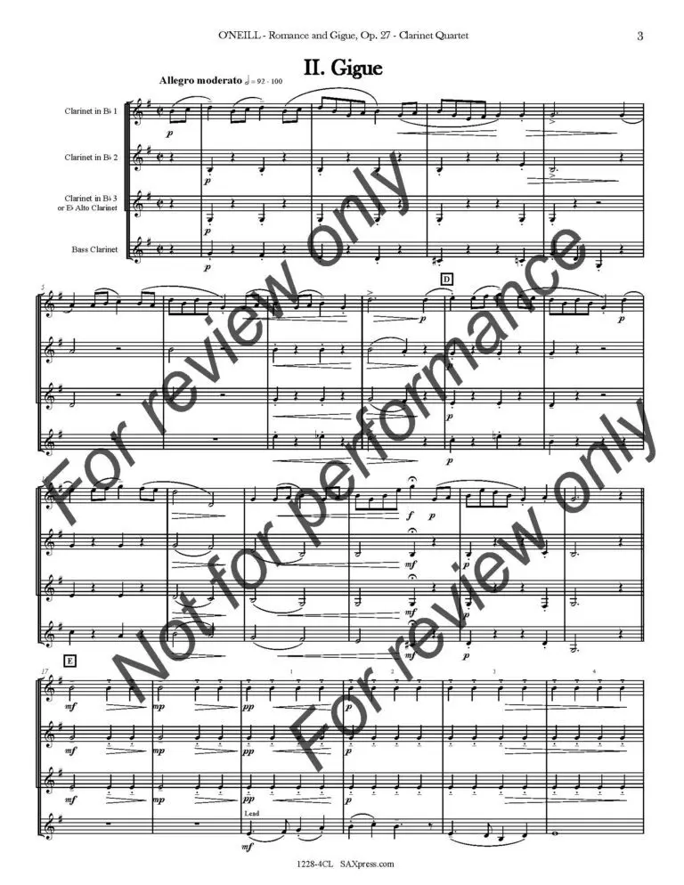 1228-4CL - O'NEILL - Romance and Gigue - SAMPLE -_Page_06 Romance and Gigue | Clarinet Quartet