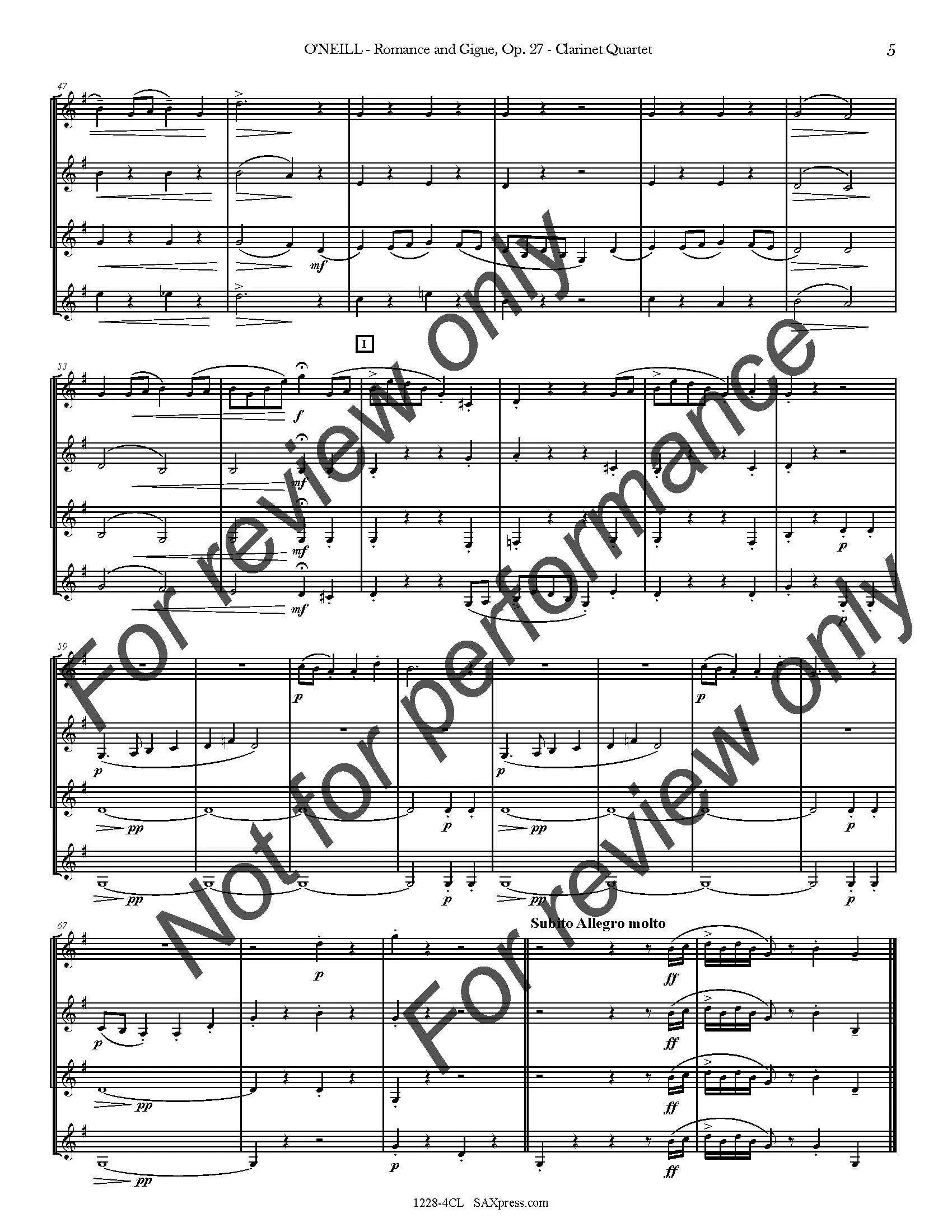 Romance and Gigue | Clarinet Quartet - Image 7