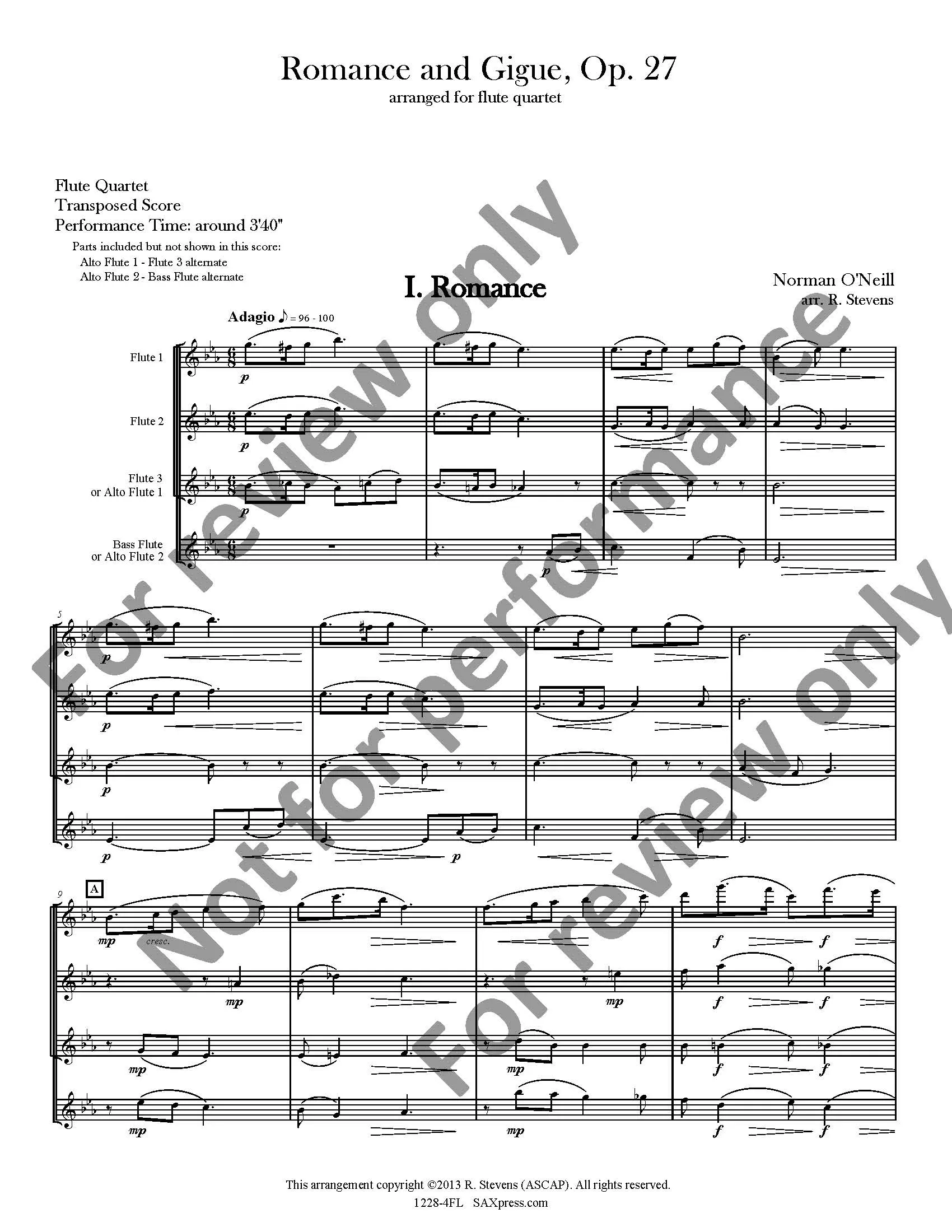 Romance and Gigue | Flute Quartet - Image 2