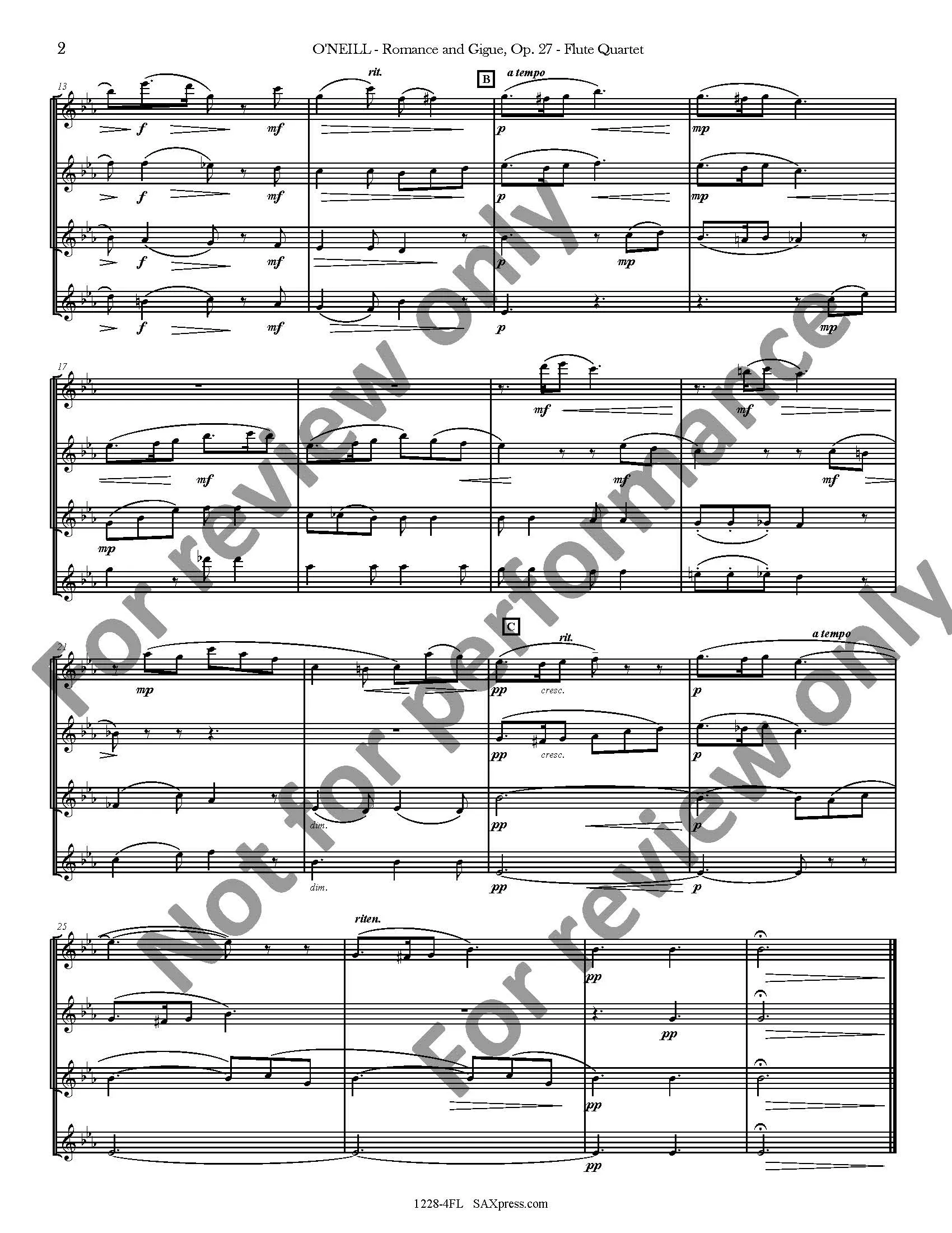 Romance and Gigue | Flute Quartet - Image 3