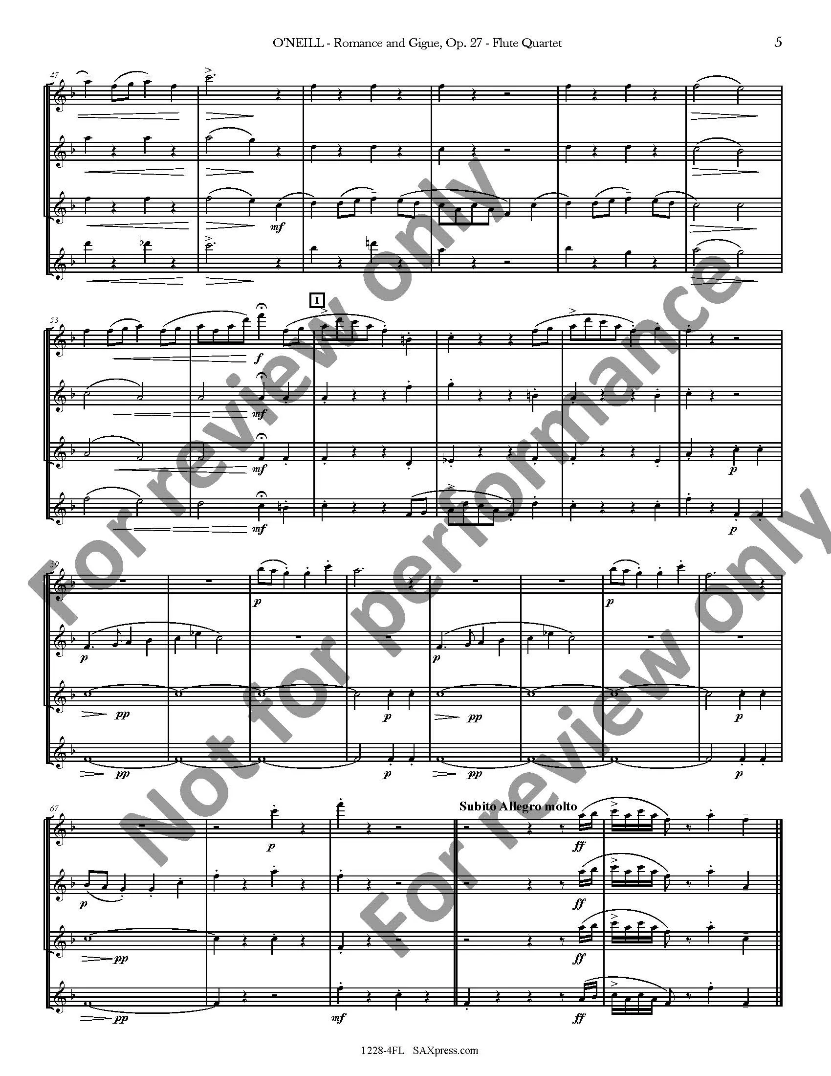 Romance and Gigue | Flute Quartet - Image 6